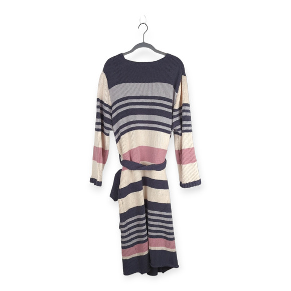 ACOA Cream Gray Pink Color Block Chenille Duster Cardigan Wrap Sweater Size XL - Picture 7 of 10